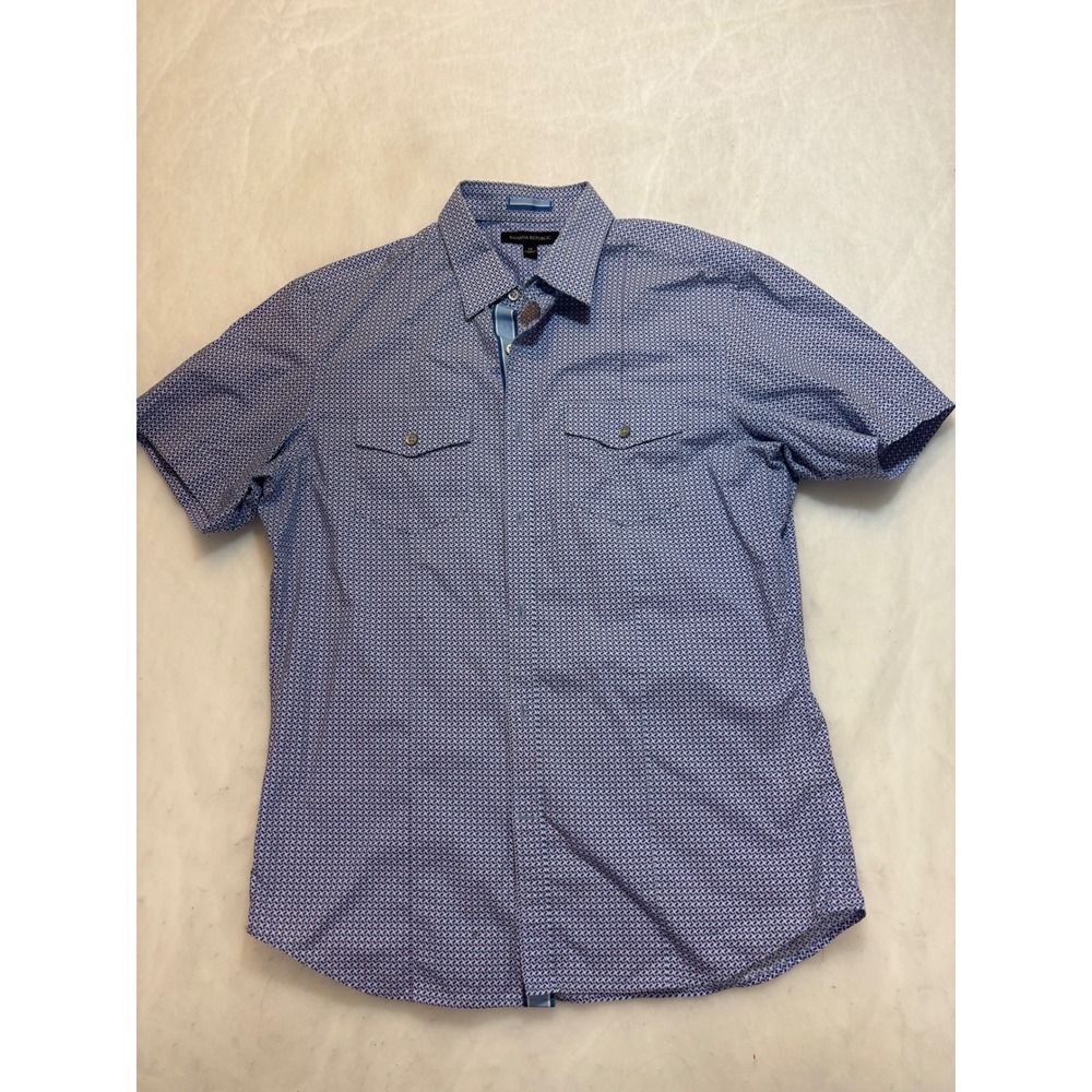 Banana Republic Mens Blue Geometric Print‎ Short Sleeve Button Up Shirt Size M